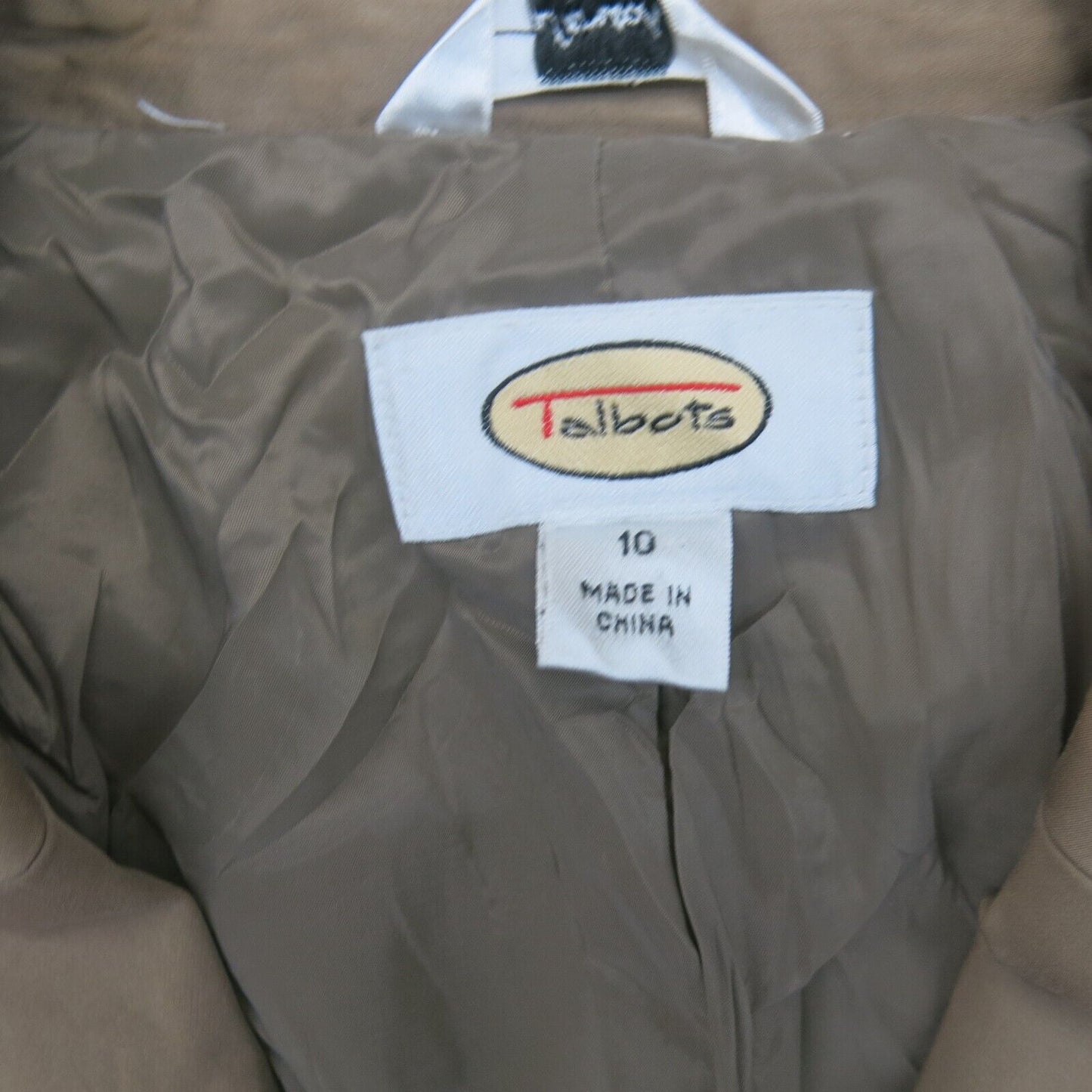Talbots Womens Blazer Coat Single Breasted Long Sleeves Pockets Beige Size 10
