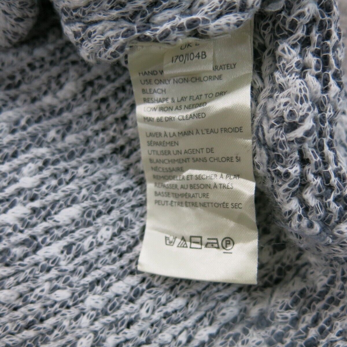 Womens Knitted Pullover Sweater Long Sleeves Crew Neck Gray Size Large
