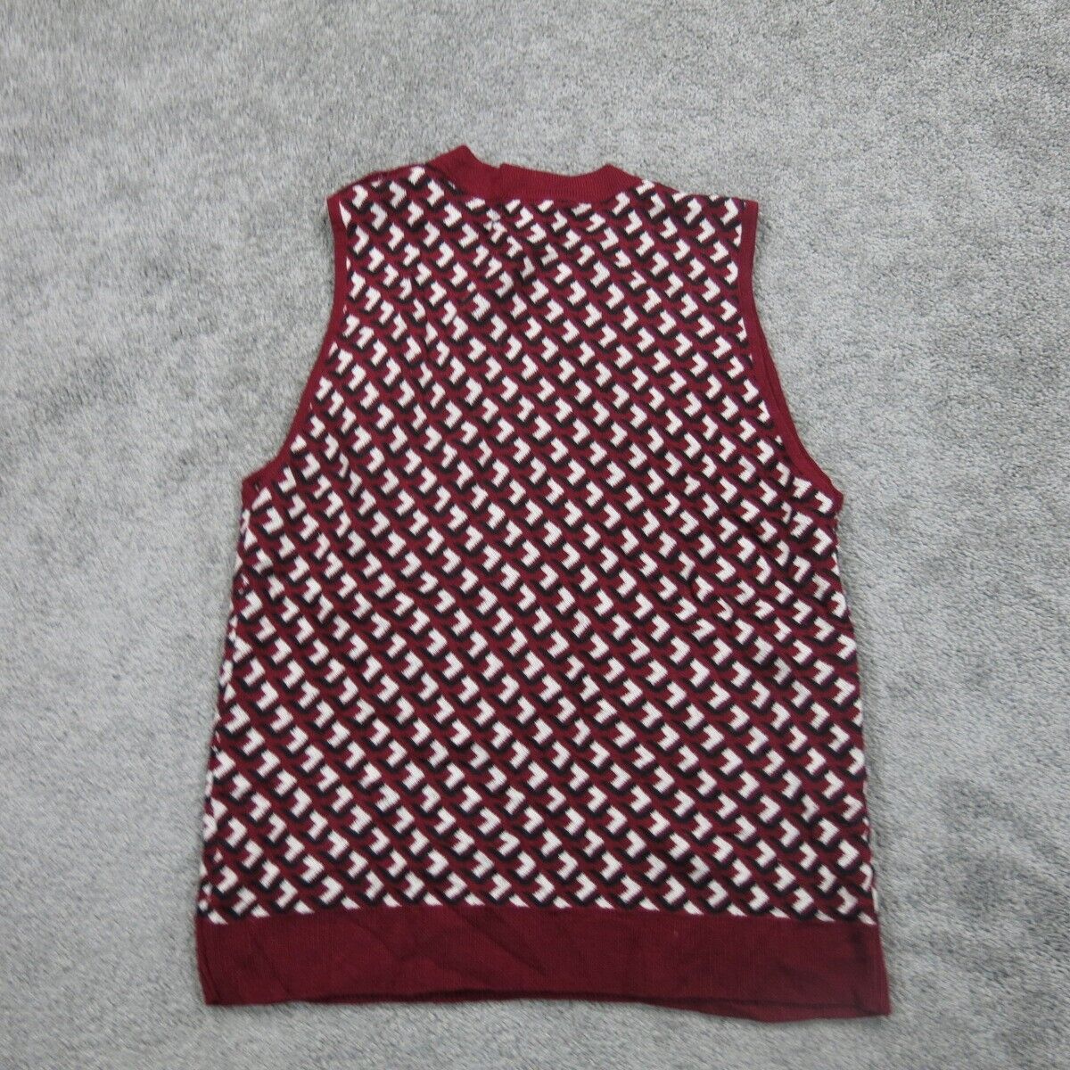 Forever 21 Womens Vest Sweater Knitted Sleeveless Crew Neck Red White Size Large