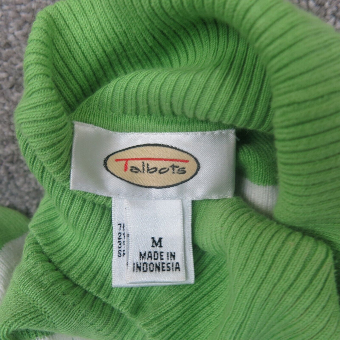 Talbots Womens Pullover Sweater Knitted Striped Long Sleeves Green White Size M