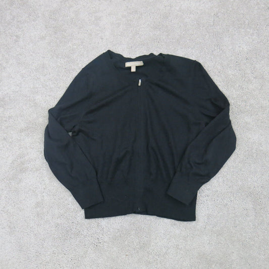 Banana Republic Womens Full Zip Up Sweater Long Sleeves Black Size Large