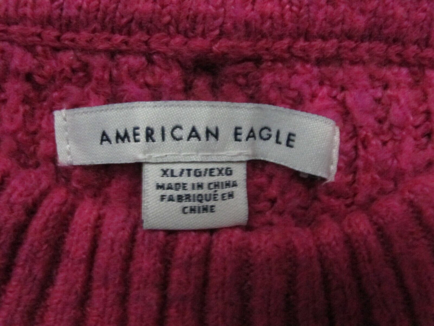 American Eagle Womens Pullover Sweater Knitted Long Sleeves Hot Pink Size XL