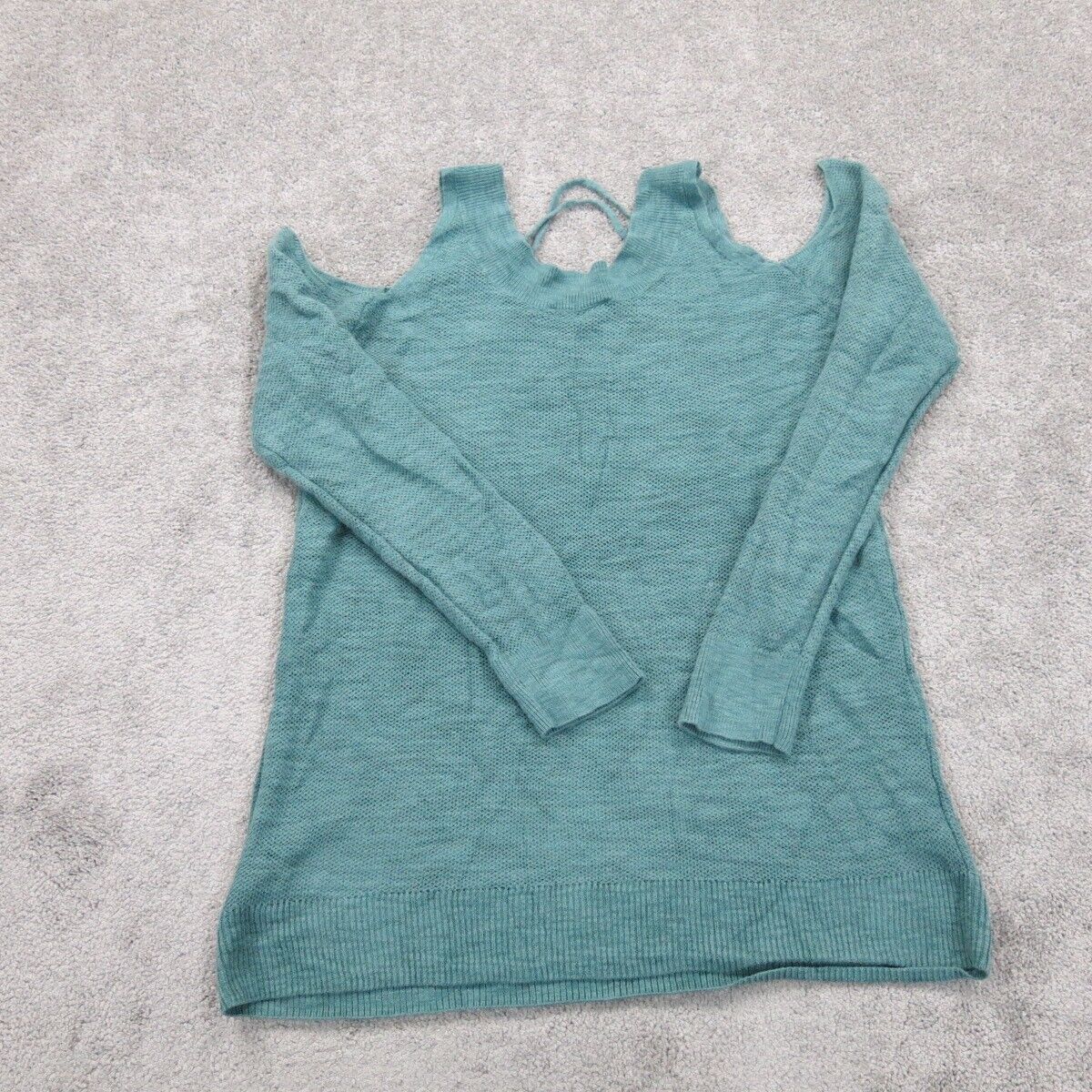 Express Womens Cold Shoulder Pullover Sweater Long Sleeve Sea Green Size Medium