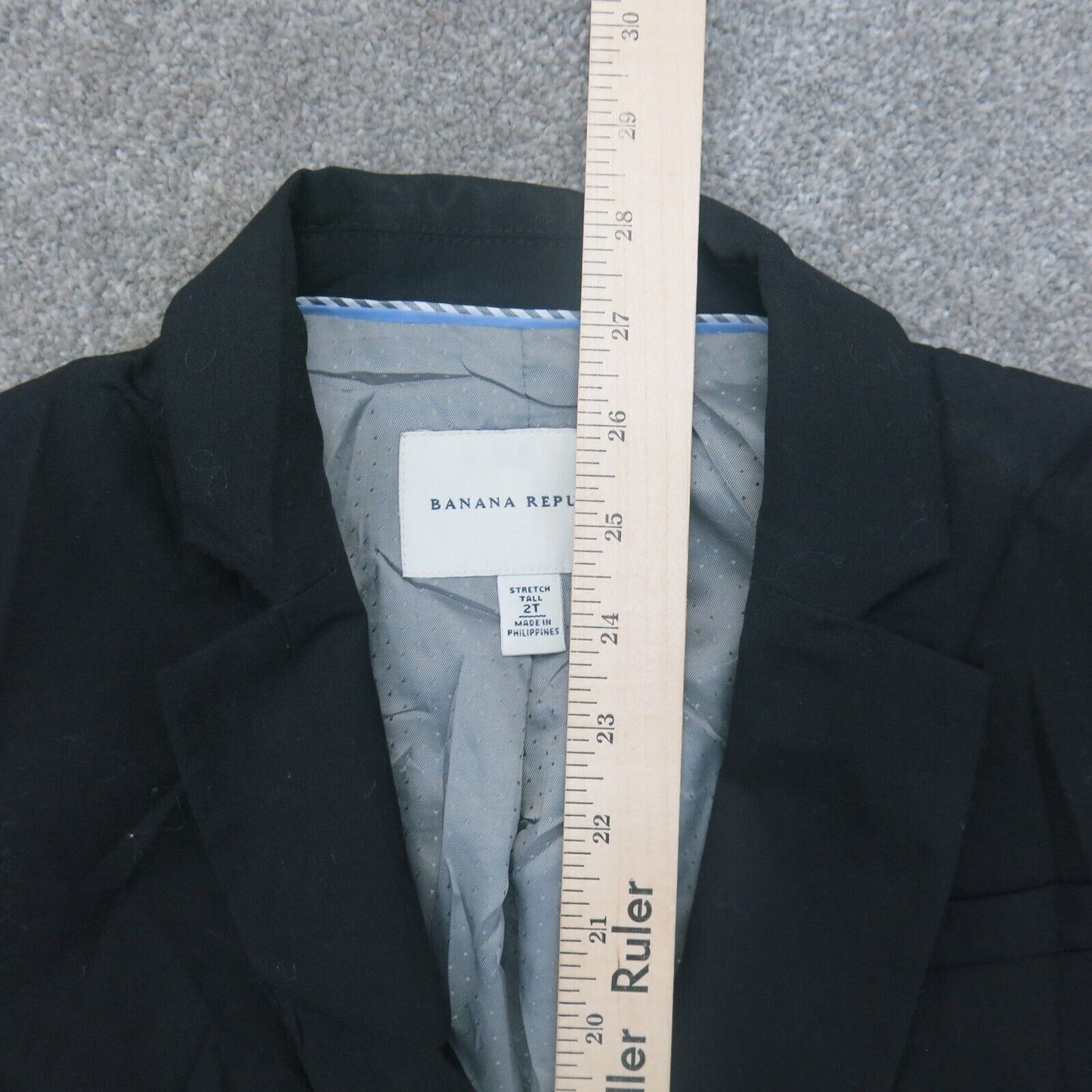 Banana Republic Men Blazer Coat Single Breasted Long Sleeves Pockets Black SZ 2T