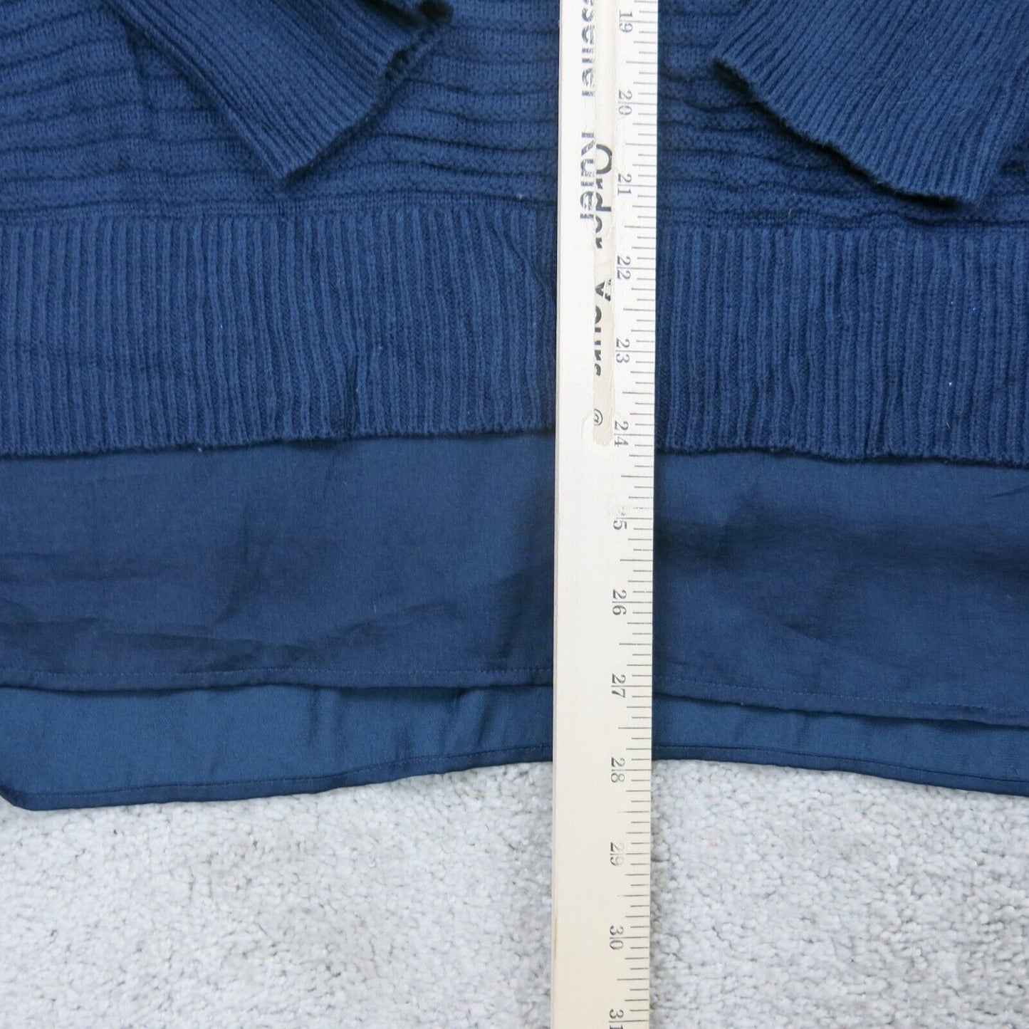 Simply Vera Vera Vang Womens Sweater Knitted Pullover Long Sleeve Navy Blue SZ M