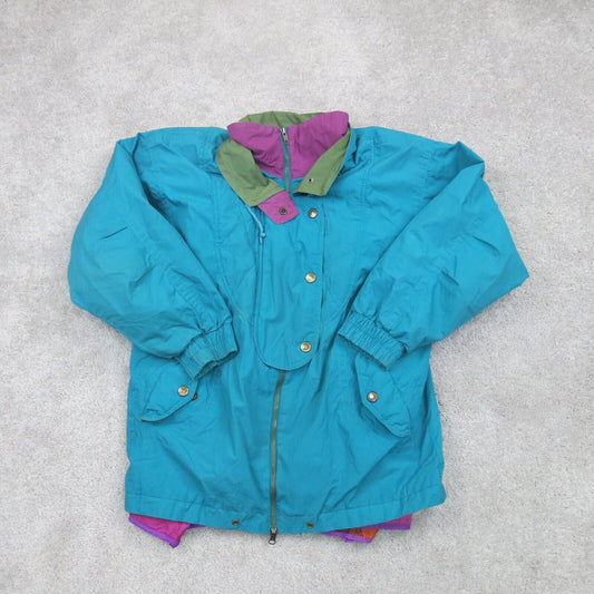 London Fog Womens Windbreaker Jacket Full Zip Up Long Sleeves Blue Size Large