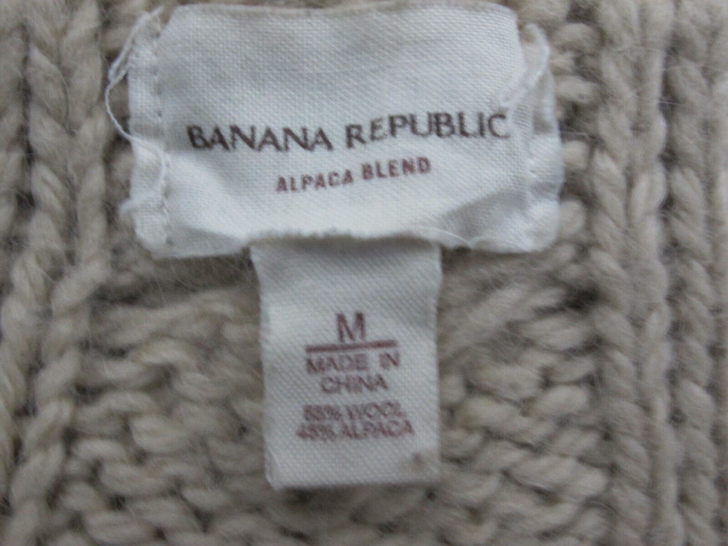 Banana Republic Womens Cardigan Knitted Sweater Front Button Beige Size Medium