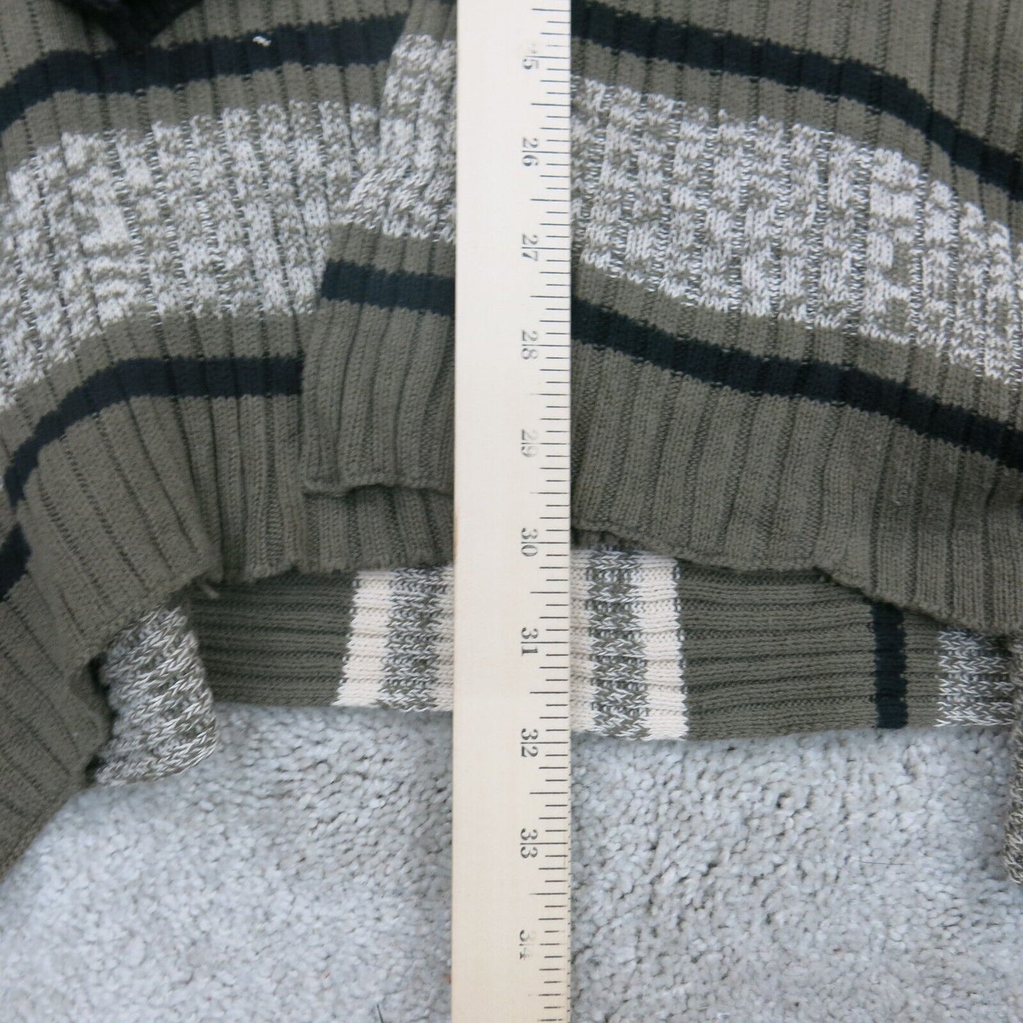 ST Johns Bay Womens Sweater 100%Cotton Open Front Long Sleeve Green Black Size M