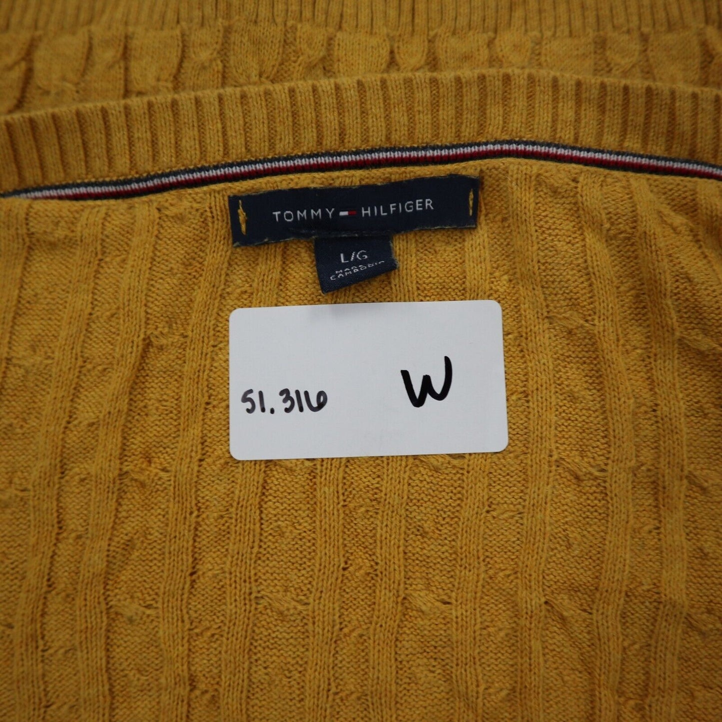 Tommy Hilfiger Womens Pullover Sweater Deep V Neck 100%Cotton Mustard Size Large