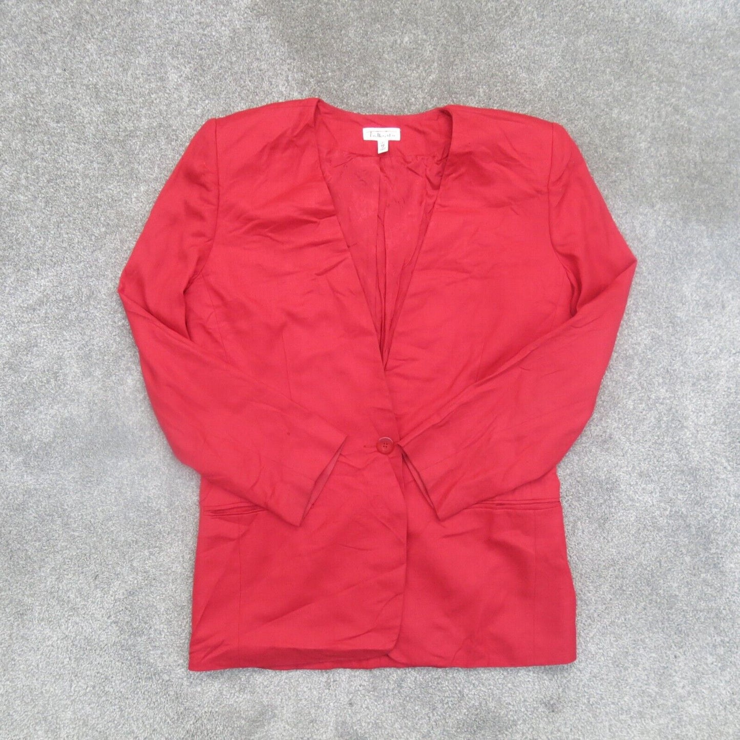 Talbots Womens Blazer Coat Single Breasted Long Sleeve Pockets Red Size 10