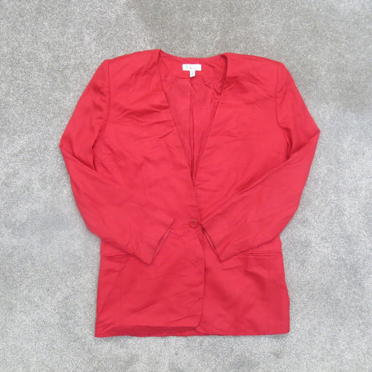 Talbots Womens Blazer Coat Single Breasted Long Sleeve Pockets Red Size 10