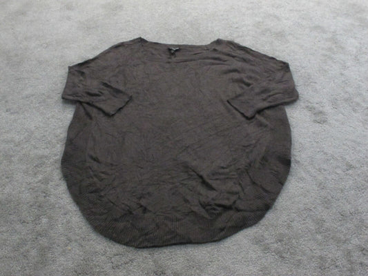 Express Women Pullover Knitted Sweater Long Sleeves Round Him Gray Brown SZ S/P