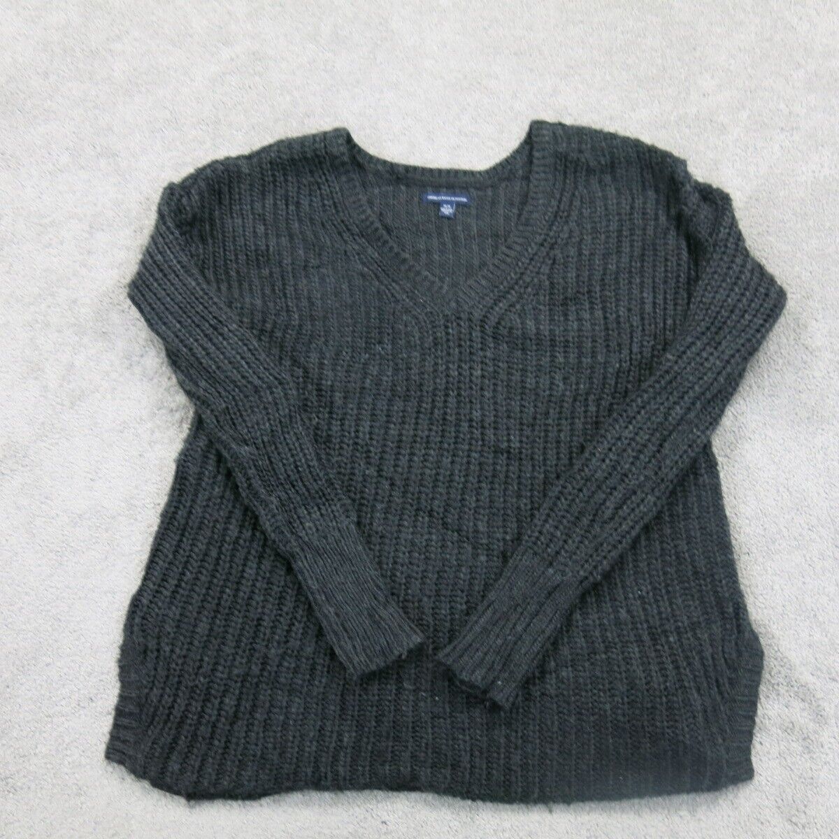 American Eagle Women Pullover Knitted Sweater Long Sleeve Black Size Medium
