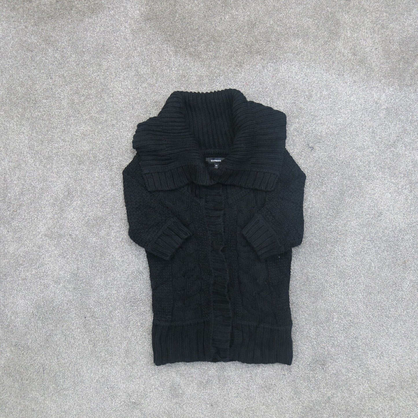 Express Womens Cardigan Sweater Half Sleeves Knitted Black Size X Small