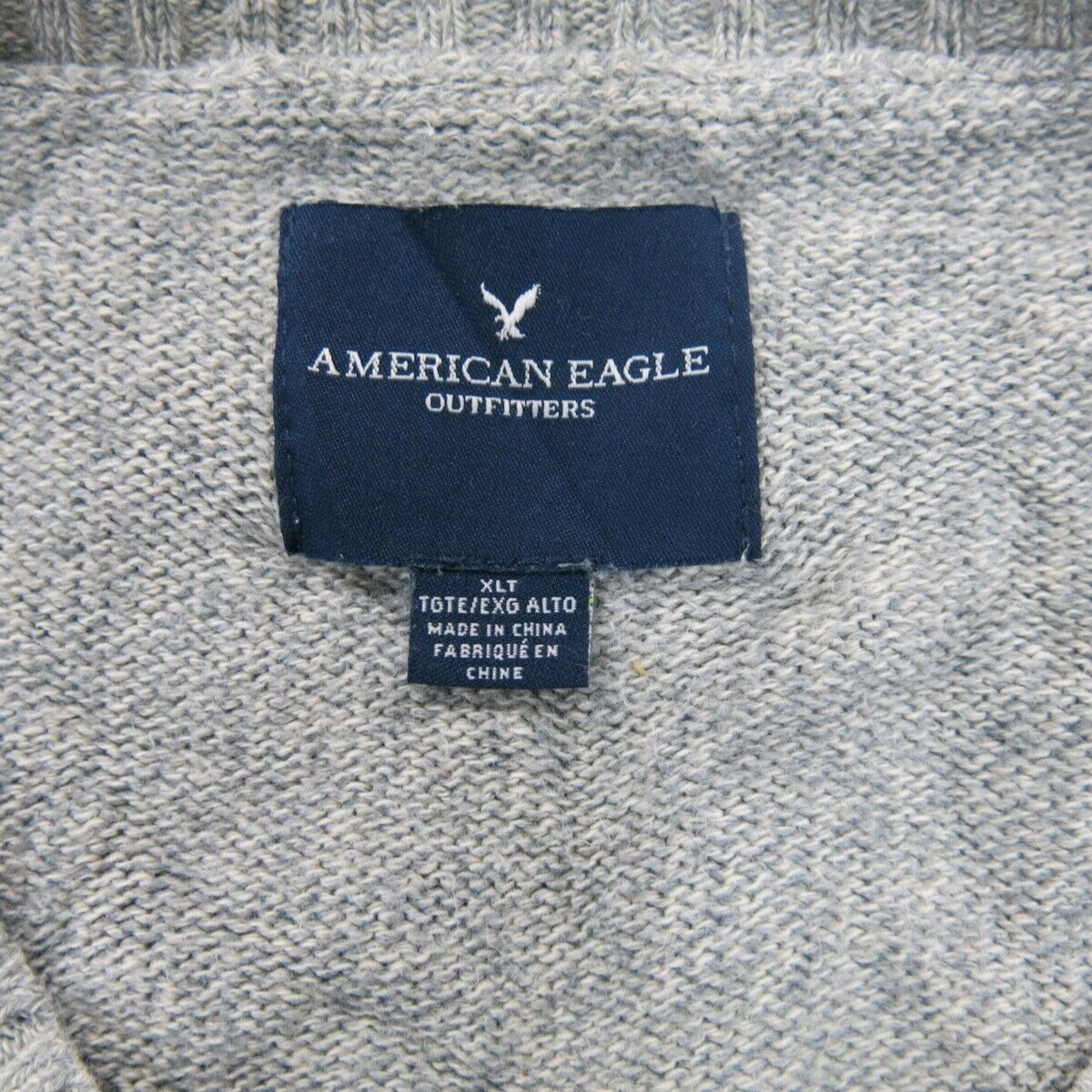 American Eagle Womens Pullover Sweater Knitted Long Sleeves Blue Gray Size XLT