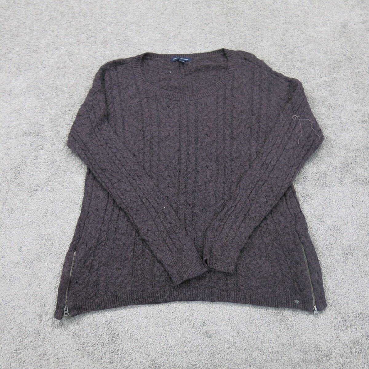 American Eagle Women Pullover Sweater Knitted Long Sleeves Dark Gray Size XL