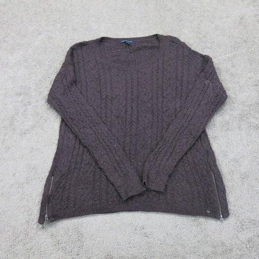 American Eagle Women Pullover Sweater Knitted Long Sleeves Dark Gray Size XL