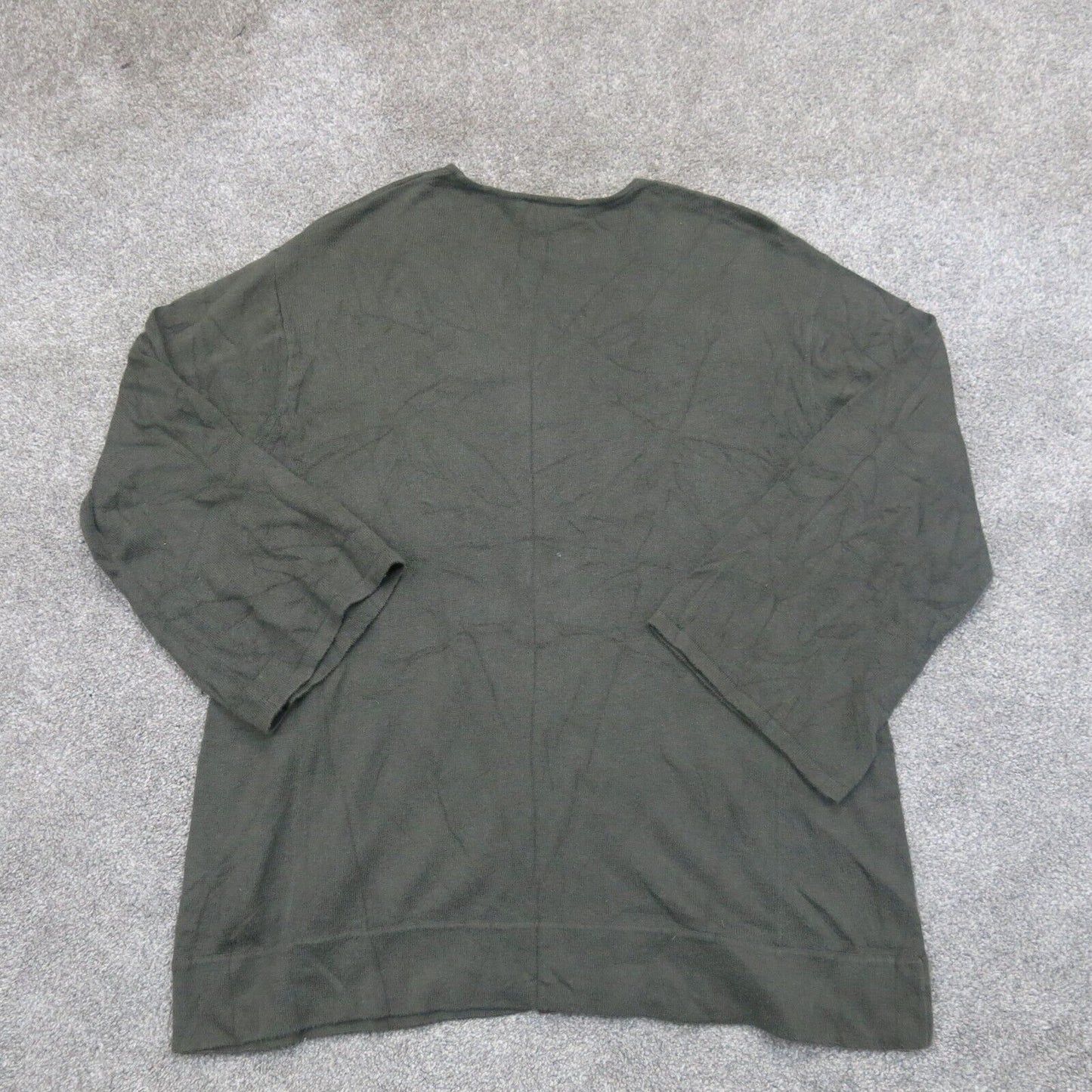 Pure Jill Mens Sweater Crew Neck 3/4 Sleeves Kangaroo Pockets Olive Green SZ XS