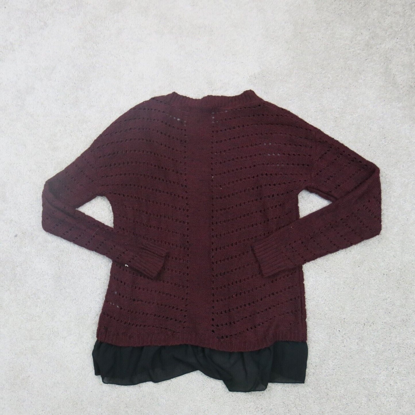 Forever 21 Womens Pullover Sweater Round Neck Long Sleeves Maroon Size Medium