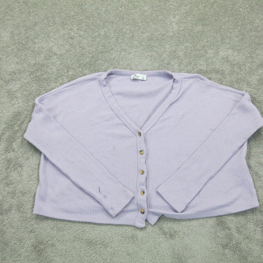 Hollister Womens Cardigan Sweater Knitted Long Sleeve Light Purple Size Small
