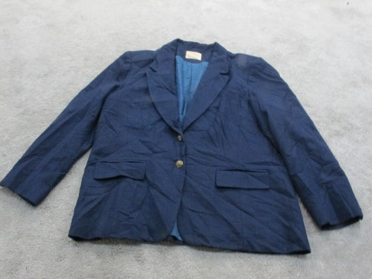Pendleton Womens Blazer Coat Single Breasted Long Sleeves Navy Blue Size 18