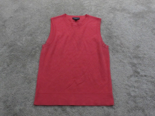 Ann Taylor Womens Knitted Pullover Sweater Sleeveless Crew Neck Red Size Medium