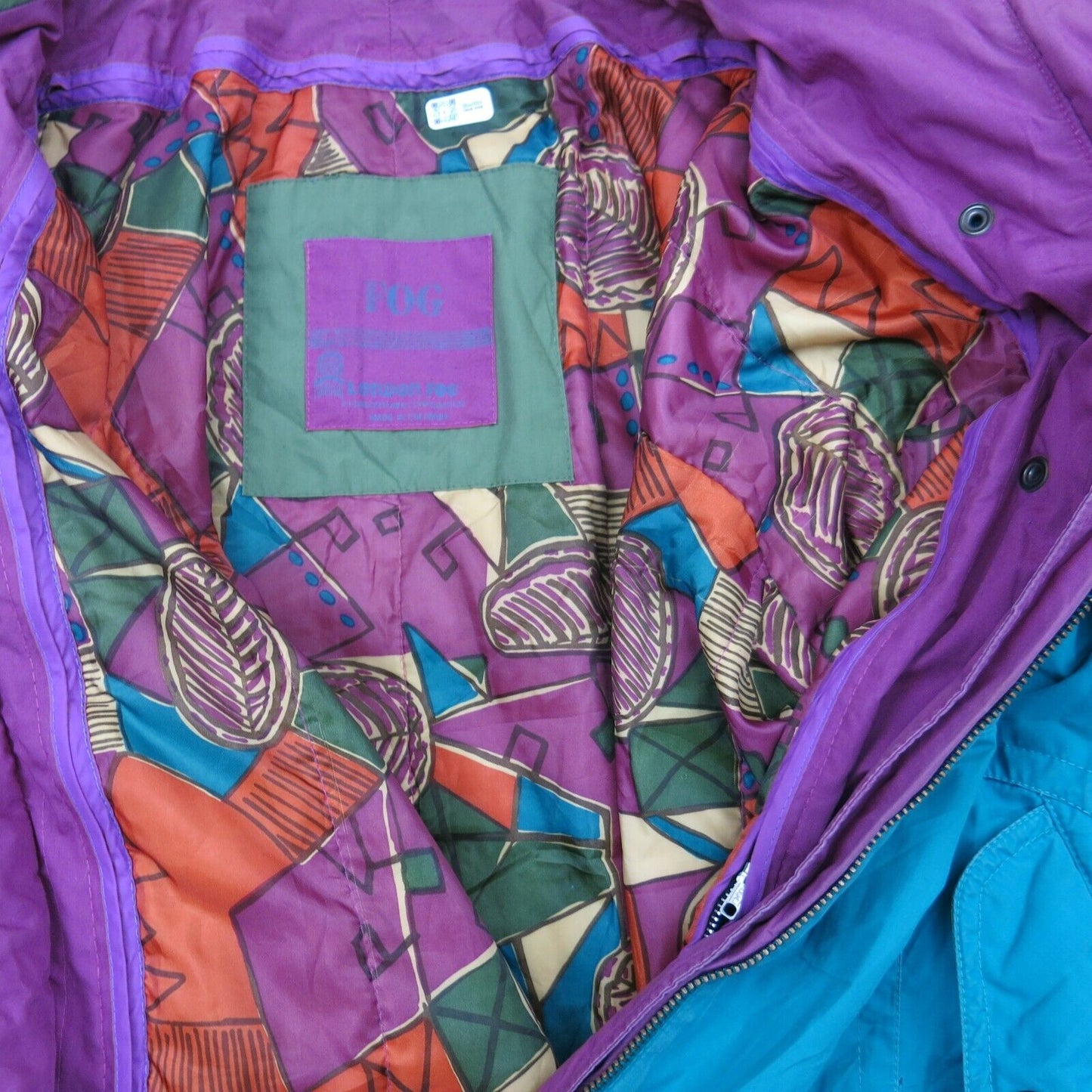 London Fog Womens Windbreaker Jacket Full Zip Up Long Sleeves Blue Size Large