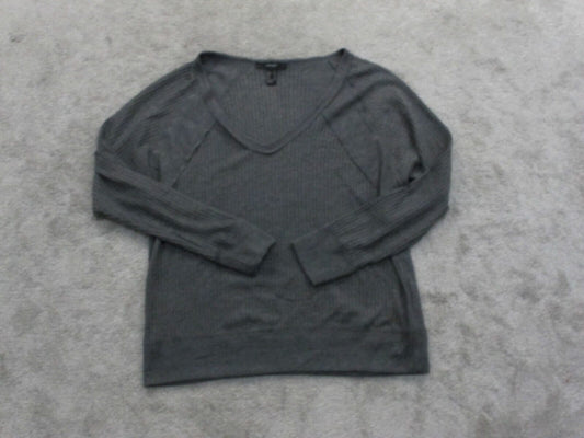 Forever 21 Womens Pullover Sweater Knitted Long Sleeves V Neck Gray Size Medium