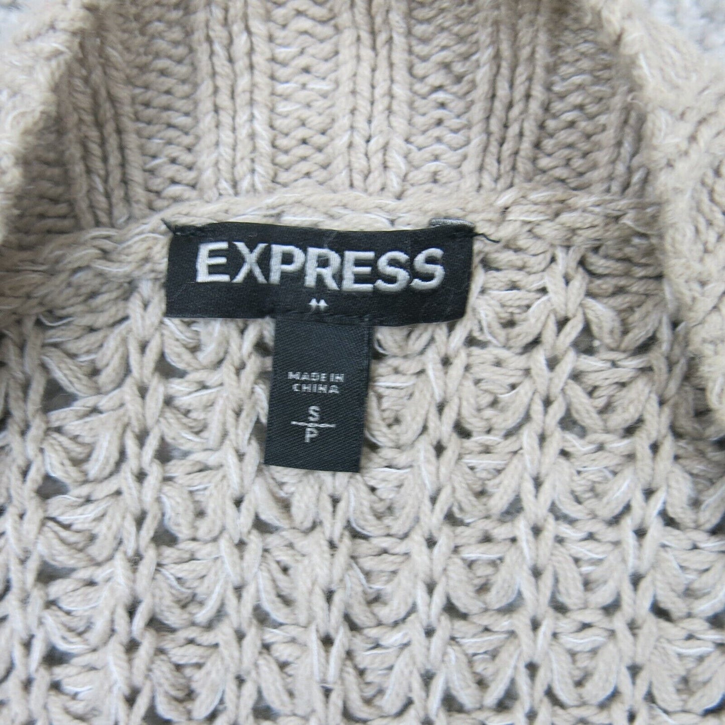 Express Womens Sweater Cardigan Open Front Knitted Long Sleeves Off White Size S