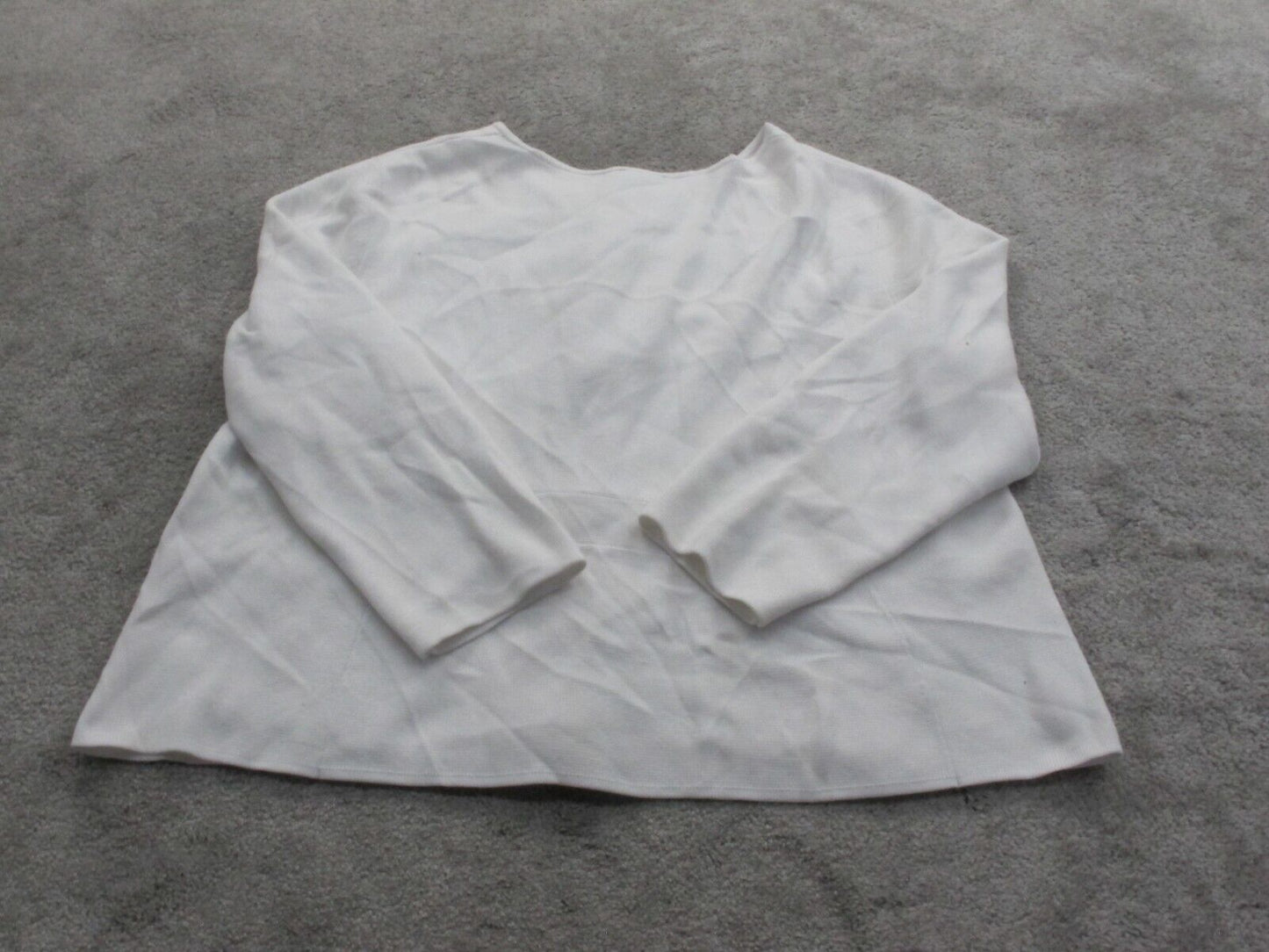 Talbots Womens Full Zip Sweater Long Sleeves Front Ruffle Round Neck White SZ XL