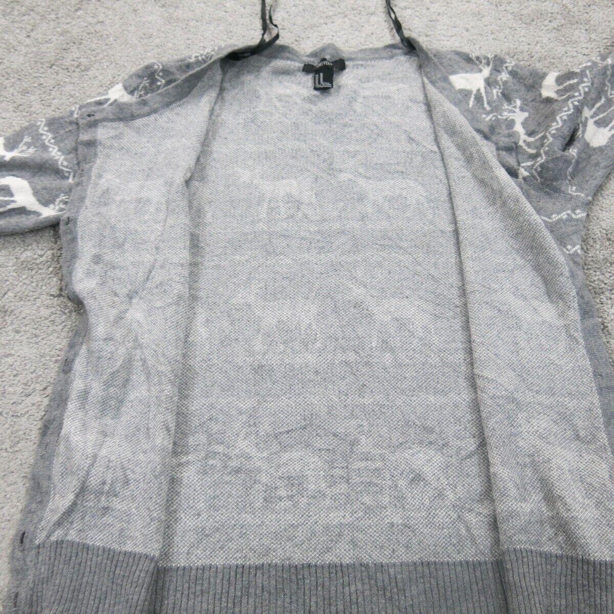 Forever 21 Womens Cardigan Sweater Front Button Long Sleeves Gray Size Medium