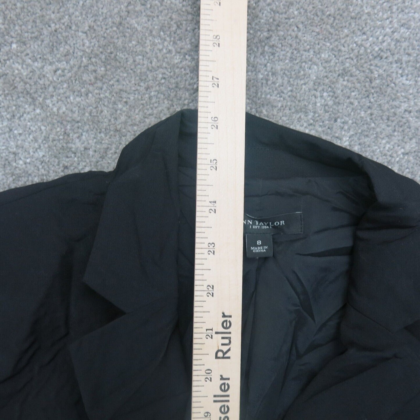Ann Taylor Mens Blazer Coat Single Breasted Long Sleeves Pockets Black Size 8