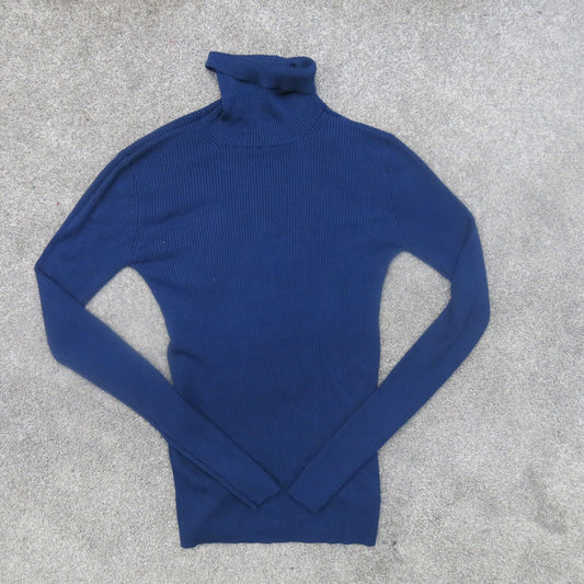 Express Womens Pullover Sweater Knitted High Neck Long Sleeves Blue Size S/P