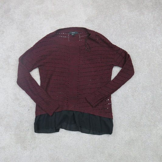 Forever 21 Womens Pullover Sweater Round Neck Long Sleeves Maroon Size Medium