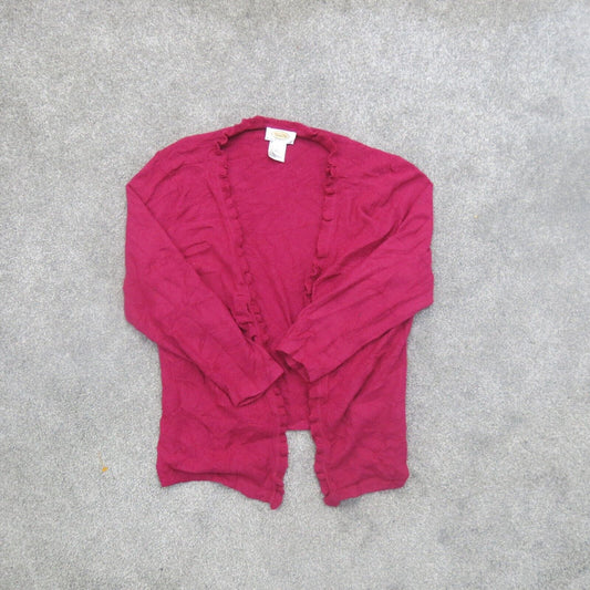 Talbots Womens Cardigan Sweater Open Front Long Sleeves Pink Size Medium