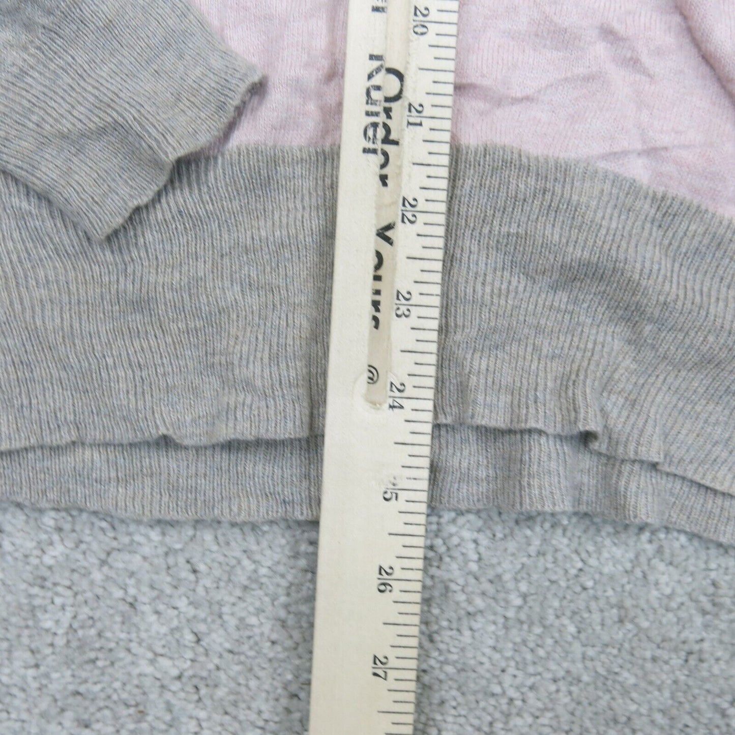 Mossimo Womens Pullover Sweater Knitted Long Sleeve Striped Gray Pink Size Large