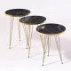 1 Pcs / Set of 3 Round Coffee Table HIGH Gloss Nesting End Tables - Round Wood Stacking Coffee Side Accent Tables with Metal Legs for Living Room, Home Office, Nightstands for Bedroom, Sturdy Easy Assembly - 3 Piece Modern Nesting Table Living Room