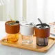Glass Tumbler with Straw, Lid & Leather Sleeve, Leather Sleeve With Protective Leather Sleeve, Reusable Glass Coffee Tumbler