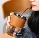 Glass Tumbler with Straw, Lid & Leather Sleeve, Leather Sleeve With Protective Leather Sleeve, Reusable Glass Coffee Tumbler